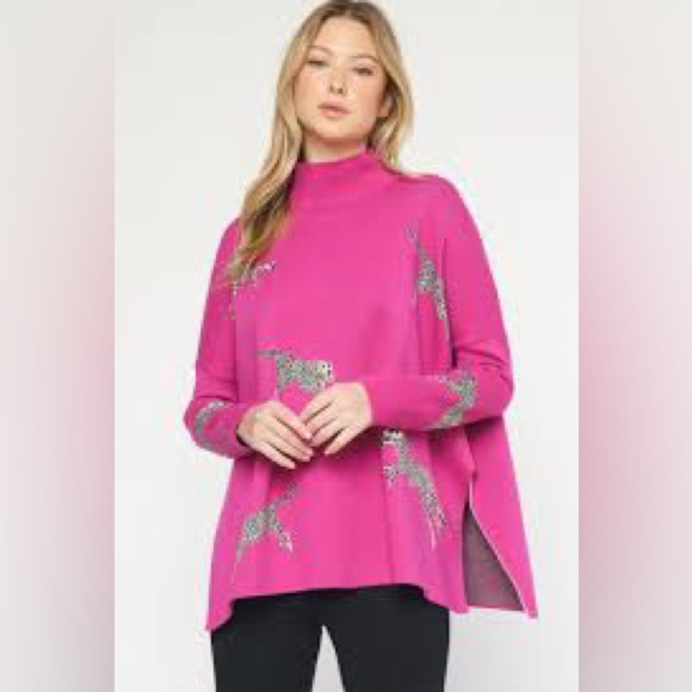 Entro Pink Cheetah Swing Sweater